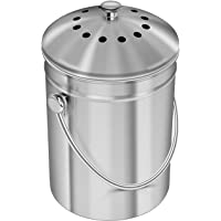 Utopia Kitchen [5 litros Recipiente de compostaje de Acero Inoxidable para encimera de Cocina - Cubeta de compostaje…
